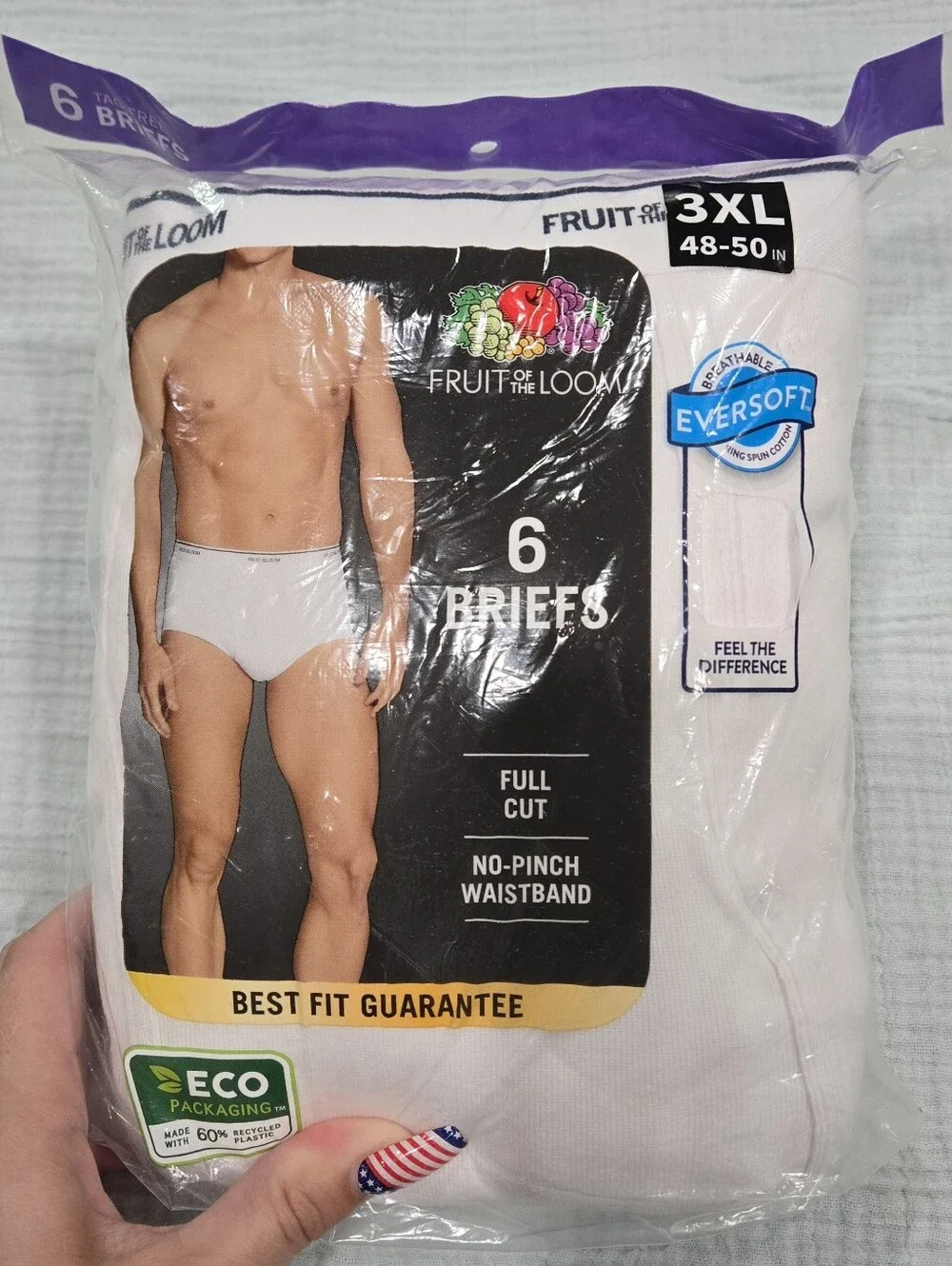NEW Men's Briefs 6-Pack White - 3XL